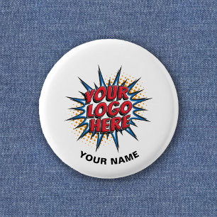 Custom Logo, Custom Text, White Employee 3 Cm Round Badge