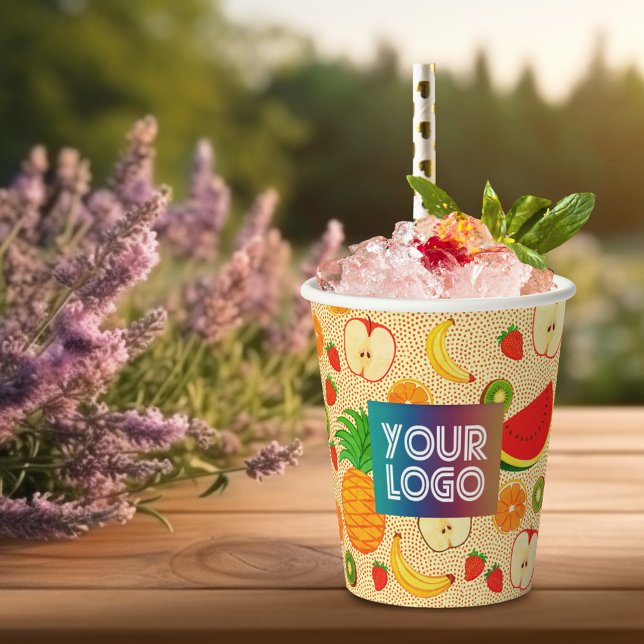 Custom Logo Cute & Colourful Fruit Branded Juice Paper Cups (Creator Uploaded)