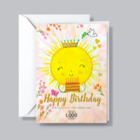 Custom Logo Cute Smiling Sun With Cake Birthday