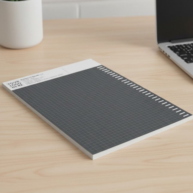 Custom Logo, Dark Engineering Graph Paper Grid Pad (premium engineering computation pad integrates your business logo onto every sheet)