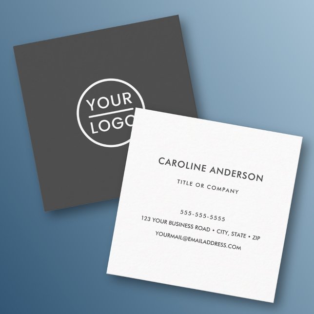 Custom logo, dark grey, square, professional square business card (Creator Uploaded)