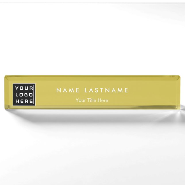 Custom Logo Elegant Black Desk Nameplate (Front)