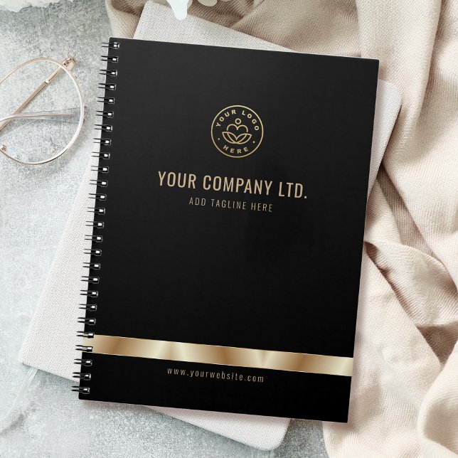 Custom Logo Elegant Black Gold Notebook (Creator Uploaded)