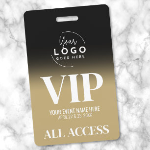 Custom Logo Elegant Black Gold VIP ID Badge