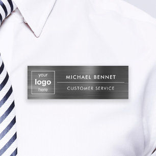 Custom Logo Elegant Black Professional Business Name Tag