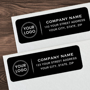 Custom logo elegant black return address label