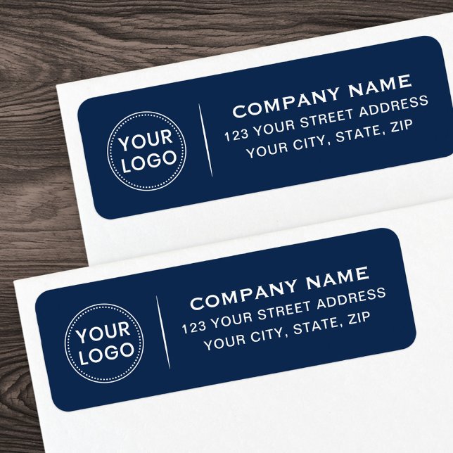 Custom logo elegant dark blue return address label (Custom logo elegant dark blue return address label)