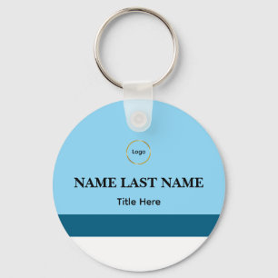Custom Logo Elegant Dusty Blue White Magnet Key Ring
