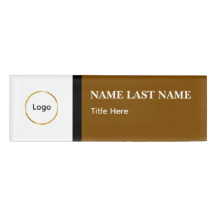 Custom Logo Elegant Dusty Blue White Magnet Name Tag