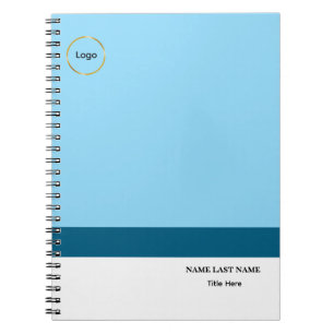 Custom Logo Elegant Dusty Blue White Magnet Notebook