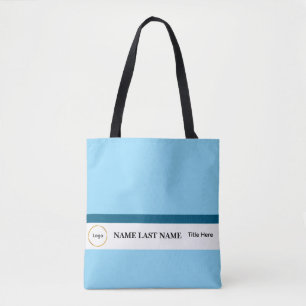 Custom Logo Elegant Dusty Blue White Magnet Tote Bag