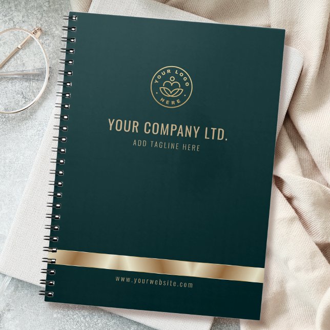 Custom Logo Elegant Green Gold Notebook (Creator Uploaded)