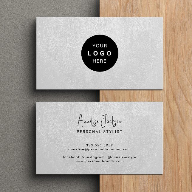 Custom logo elegant luxury white leather  business card (Creator Uploaded)