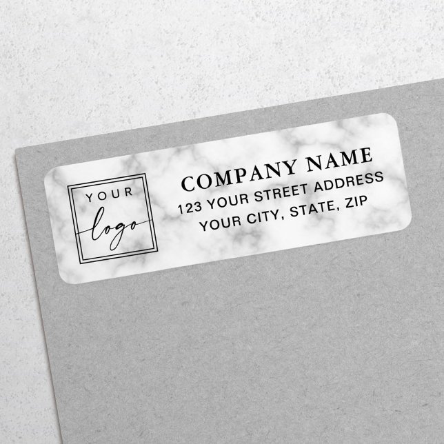Custom logo elegant marble business return address label (Creator Uploaded)