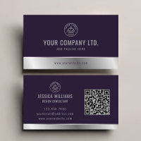Custom Logo Elegant Purple Silver QR Code