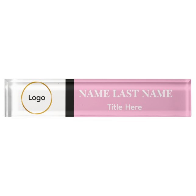 Custom Logo Elegant Soft Pink, White,Black  Nameplate (Front)
