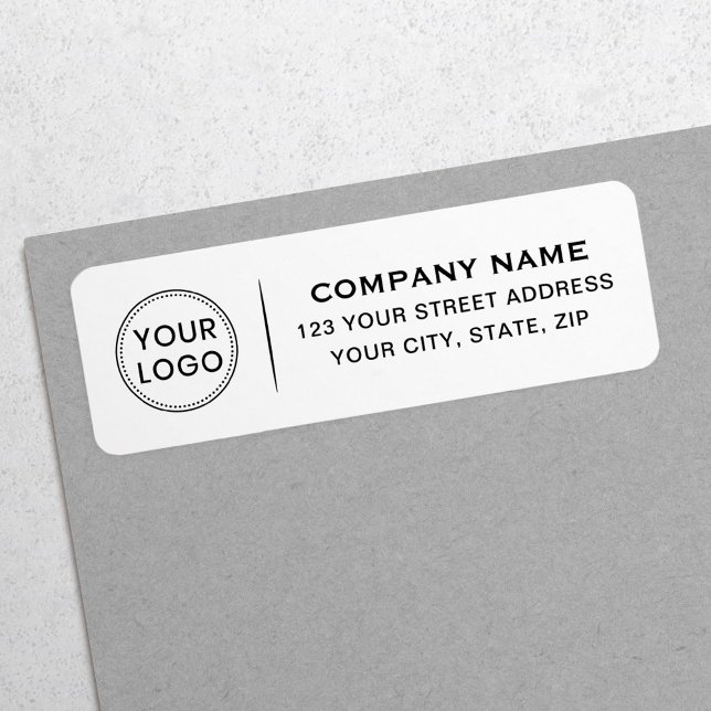 Custom logo elegant white business return address label (Creator Uploaded)