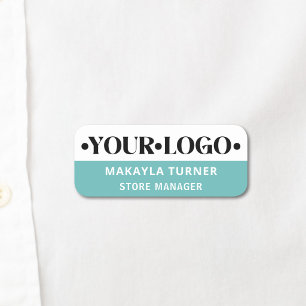 Custom Logo Employee Aqua  Name Tag