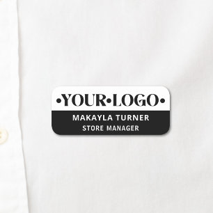 Custom Logo Employee Black White Name Tag
