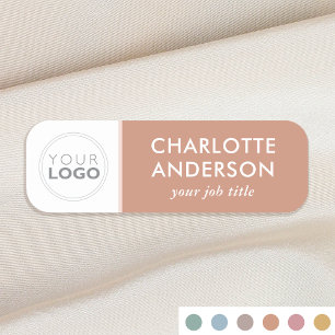 Custom Logo Employee Job Title Terracotta Name Tag