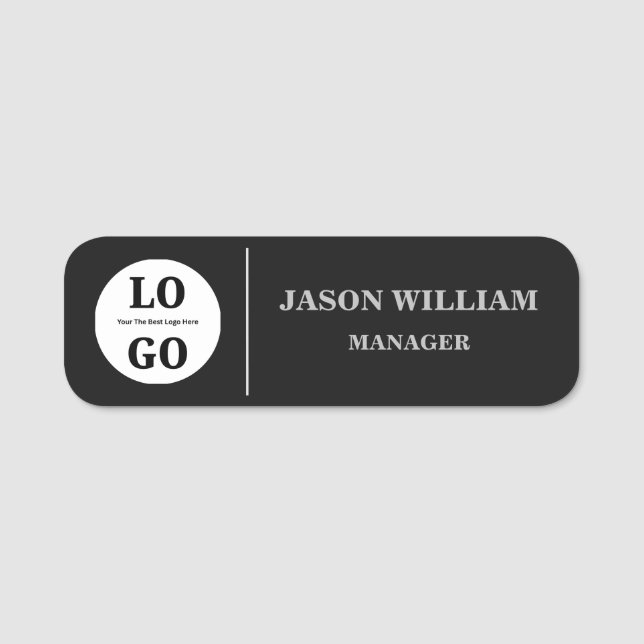 Custom Logo Employee Luxury Black Name Tag (Front)
