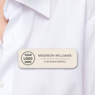 Custom Logo Employee Magnetic Beige Name Tag