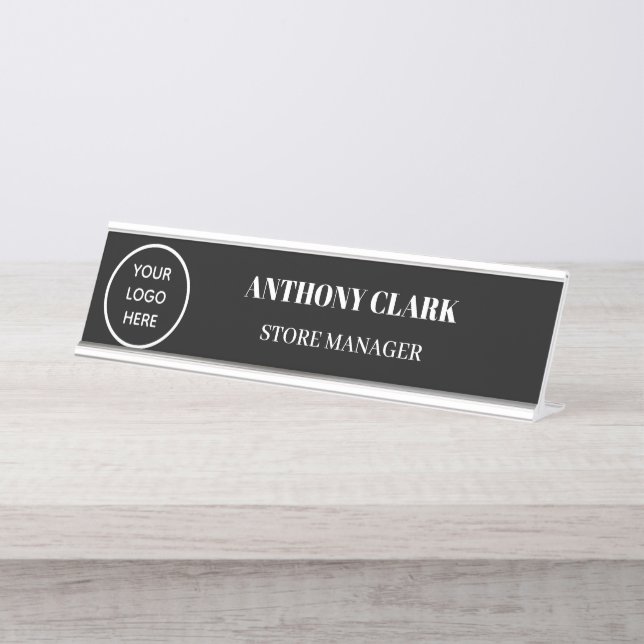 Custom Logo Employee Magnetic Company Desk Name Plate (Front)