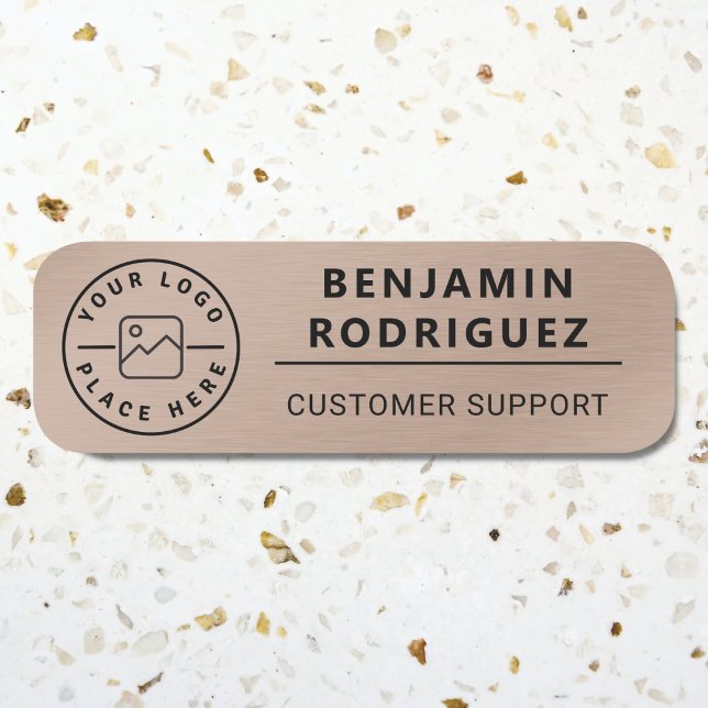 Custom Logo Employee Magnetic Faux Bronze Name Tag (Custom Logo Employee Magnetic Faux Bronze Name Tag)