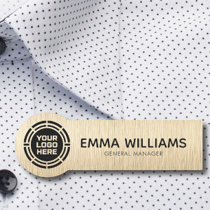 Custom Logo Employee Magnetic Safety Pin Faux Gold Name Tag