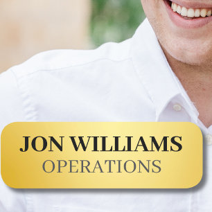 Custom Logo Employee Magnetic Safety Pin Faux Gold Name Tag