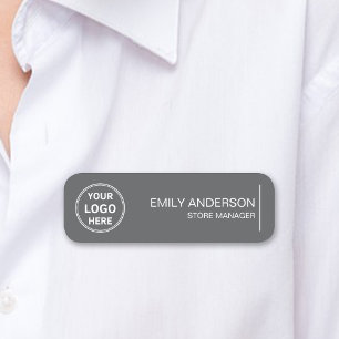 Custom Logo Employee Magnetic Safety Pin Grey Name Tag