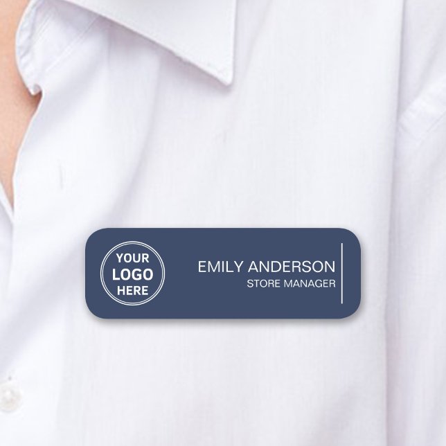 Custom Logo Employee Magnetic Safety Pin Navy Name Tag (Custom Logo Employee Magnetic Safety Pin Navy Name Tag)