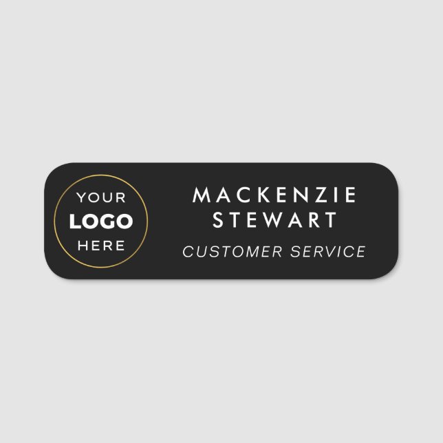 Custom Logo Employee Name Modern Black  Tag (Front)