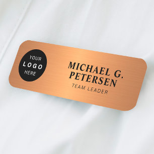 Custom logo employee name title copper magnetic name tag