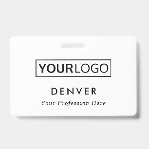 Custom logo employee name title white id badge
