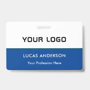 Custom logo employee name title white id badge