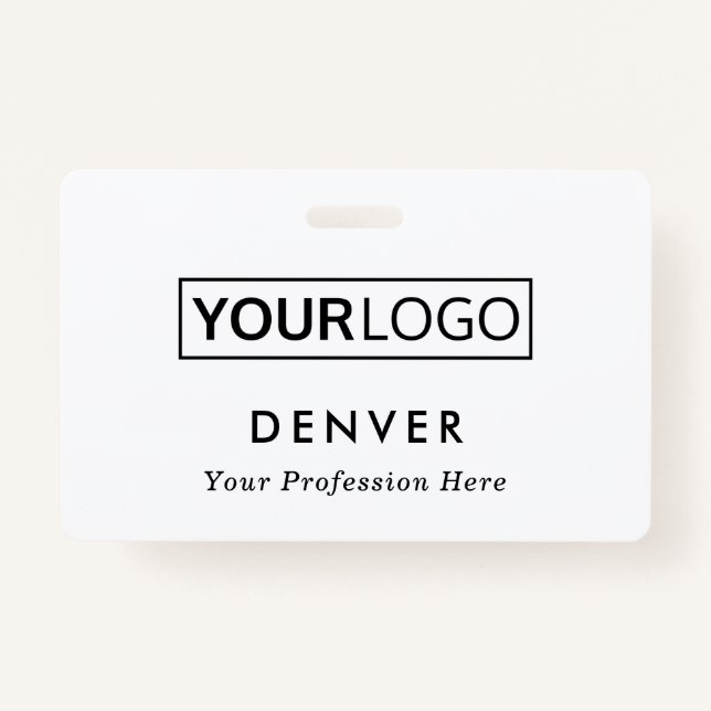 Custom logo employee name title white id ID badge (Front)