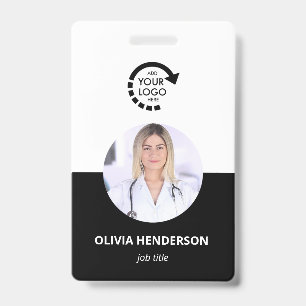 Custom Logo Employee Photo ID   Modern Black Badge
