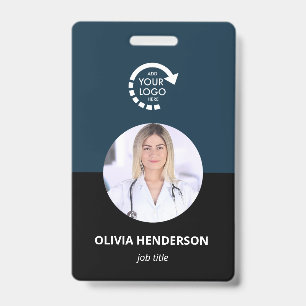 Custom Logo Employee Photo ID Navy Blue Badge