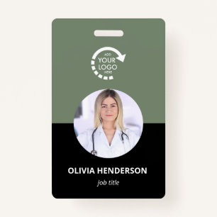 Custom Logo Employee Photo ID   Sage Green ID Badge