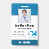 Custom Logo Employee Photo Name Nurse elegant ID