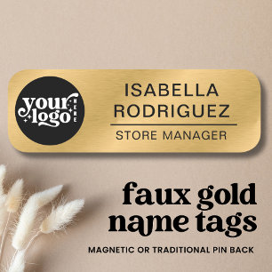 Custom Logo Employee Safety Pin or Magnetic Faux G Name Tag