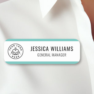 Custom Logo Employee Teal Name Tag
