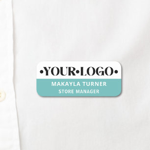 Custom Logo Employee Turquoise Name Tag
