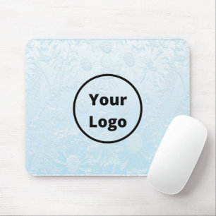 Custom logo engraved blue floral mouse pad