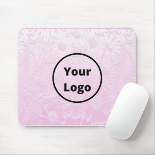 Custom logo engraved pink floral mouse pad