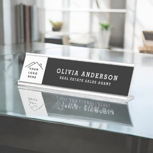 Custom Logo Executive Black Professional Desk Name Plate