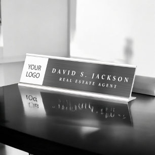 Custom Logo Executive Black Professional Desk Name Plate