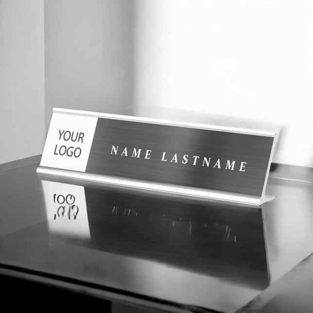 Custom Logo Executive Black Professional Desk Name Plate (Creator Uploaded)