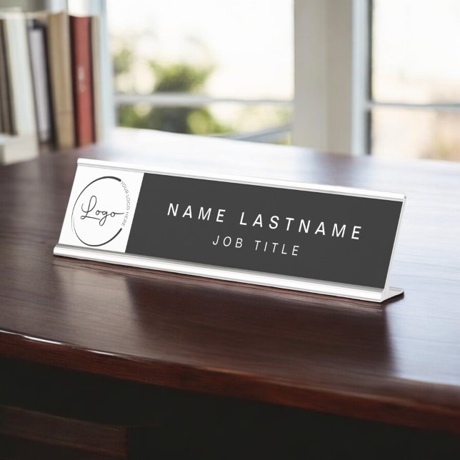 Custom Logo Executive Black Professional Desk Name Plate (Creator Uploaded)